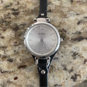Fossil Women’s Watch Georgia ES3199 Silver and Black NEEDS BATTERY
